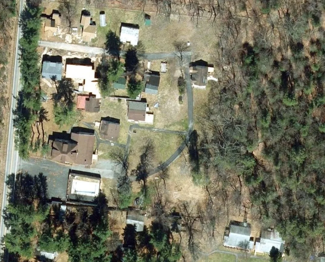 Aerial view of a summer colony in Monticello, New York
