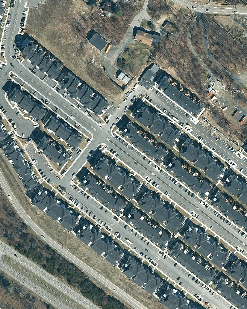 Aerial view of the Austra Parkway and Beer Sheva Street community, Monroe, New York